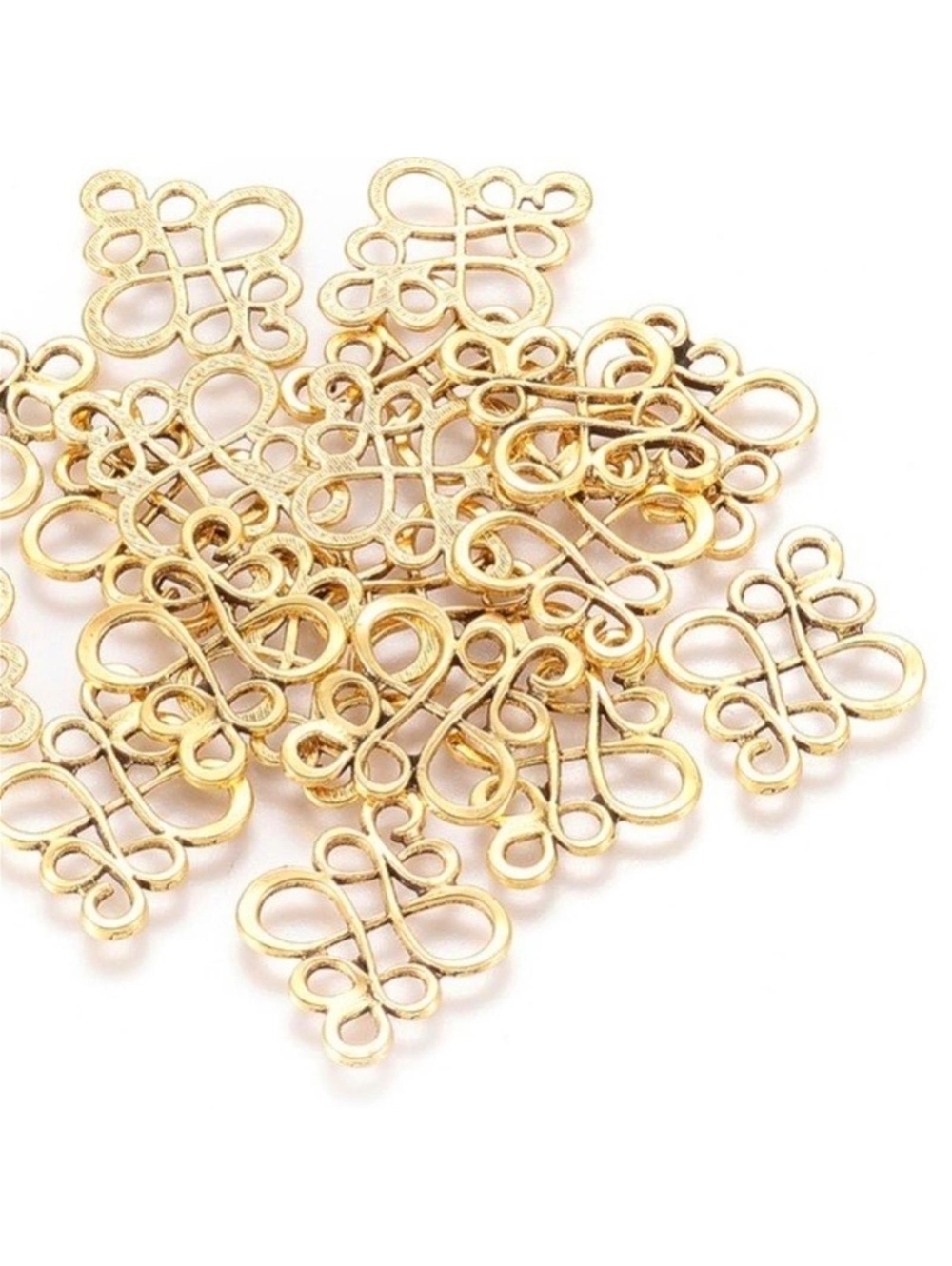 Antique Gold Art Deco Nouveau Flourish Swirl Charms Connectors Links Lot 10 pcs
